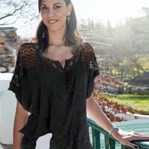 Plus Size Women's V Neck Lace Tops Shirt Ladies Summer Casual Blouse Pullover Tee -