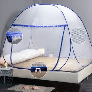 Yurt Mosquito Net Pop-Up Netting Tent Lace Cover with Single Door 100 x 190cm - Blue