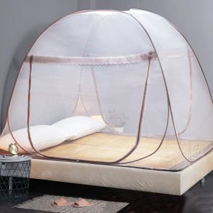 Yurt Mosquito Net Pop-Up Netting Tent Lace Cover with Single Door 100 x 190cm - Coffee