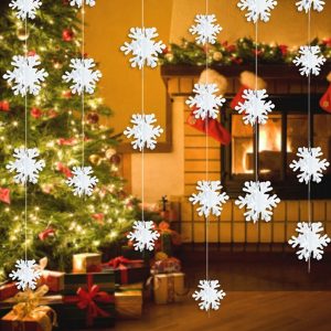 3M White Elegant Winter Snowflakes Hanging House Wall Window Xmas Decorations - White
