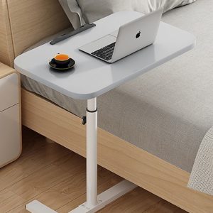 Adjustable Overbed Table Over Hospital Bed Tray with Wheels for Home Use or Medical - Grey