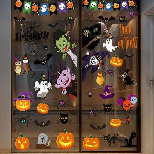 9 Sheets Window Stickers Halloween Decoration Witch Stickers